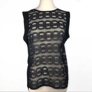 ZARA COLLECTION Black Sheer Lace Sleeveless Top M